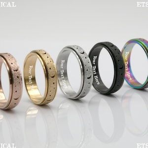 Bague anti-anxiété étoiles lune agitée, anneau rotatif, anneau étoile/lune, anneau agité, bague pour homme/femme, bague de méditation, bague anti-stress