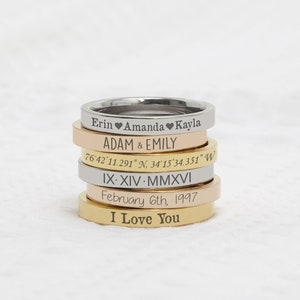 Christmas Gift | Stacking Name Rings | Gift for Mom | Mother&#39;s Day gift | Personalized Name Rings | Personalized Jewelry | Gift for Mom