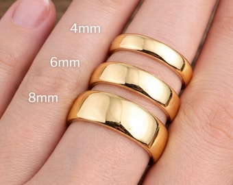 14k Gold 4mm-6mm-8mm Thin Wedding Bands Minimalist Wedding Rings, Thin Stacking Ring Hers, Gift For Her or Him, Promise Rings Personalized
