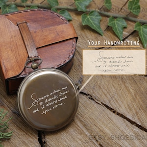 Ihre tatsächliche Handschrift Kompass, Hochzeitsgeschenk für Bräutigam, Vater der Braut, Geschenk zum Valentinstag, Ihre Handschrift auf Kompass eingraviert