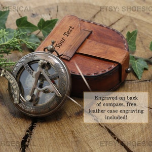 Handmade Brass Sundial Compass Personalized Working Compass Engraved Compass Customized Compass Groomsmen Gift Personalized Memorable Gift