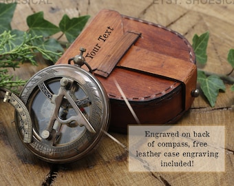 Handmade Brass Sundial Compass Personalized Working Compass Engraved Compass Customized Compass Groomsmen Gift Personalized Memorable Gift