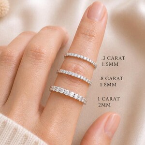 Jonc éternité 14 carats avec diamants cultivés en laboratoire Micro Pave : superposition de bagues pour femme
