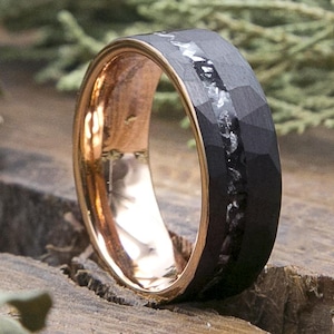 Tungsten Meteorite Ring, Men&#39;s Wedding Band, Tungsten Ring, Mens Wedding Ring, Tungsten Band, Meteorite Band Ring, Personalized Ring for Men