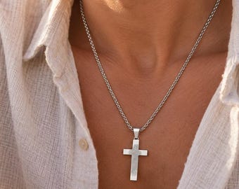 Fingerprint Cross Necklace Actual Fingerprint Father's Day Gift Baptism Unique Communion Custom Necklace Personalized Gift Silver Black Gold