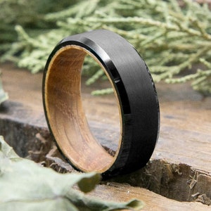 Mens Unique Wedding Band Whiskey Barrel Wood Ring Promise Ring Engagement Ring Custom Wood Ring Promise Rings for Men Women Whiskey Rings