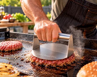 Engraved Smash Burger Press Stainless Steel BBQ Gift for Dad Unique Gifts for Him Christmas Gift Father's Day Gift Custom Burger Press