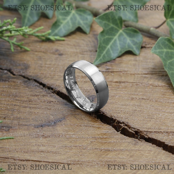 Mens Wedding Band, SILVER Tungsten Ring, Mens Ring, Mens Wedding Ring, Male Wedding Band, Mens Engagement Ring, Engraved Ring, 8MM Wide