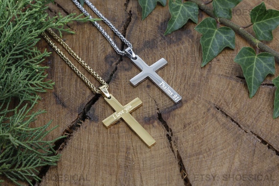 Men s Cross Necklace Boys Cross Necklace Waterproof Jewelry Silver Cross Necklace for Men Baptism Cross Necklace Silver Cross Necklace Etsy Israel
