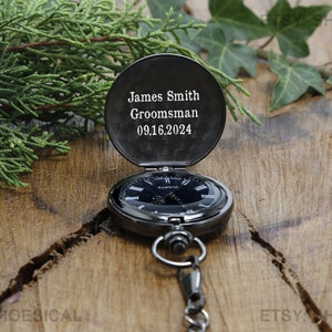 Pocket Watch, Personalized Gift, Engraved Watch, Custom Pocket Watch, Corporate Gift Retirement Gift Groomsmen Gift, Christmas Gifts for Him image 3