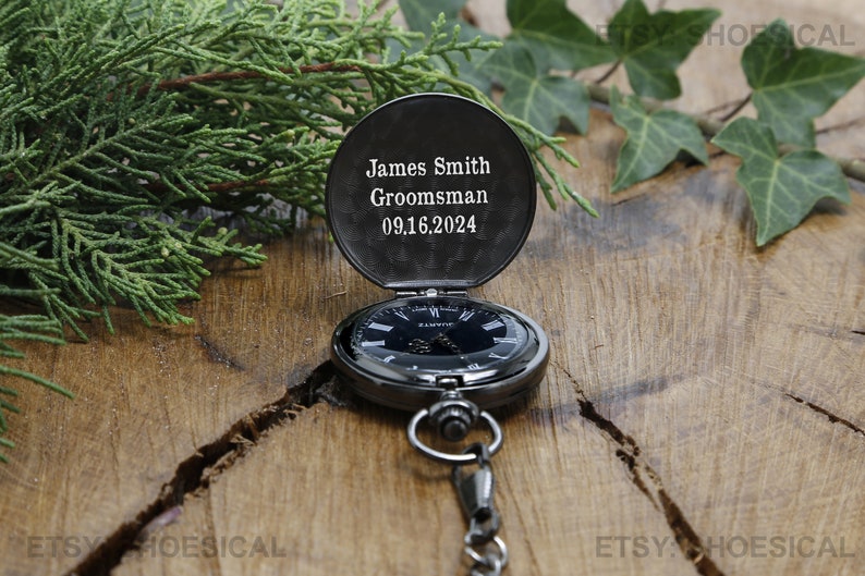 Pocket Watch, Personalized Gift, Engraved Watch, Custom Pocket Watch, Corporate Gift Retirement Gift Groomsmen Gift, Christmas Gifts for Him image 3