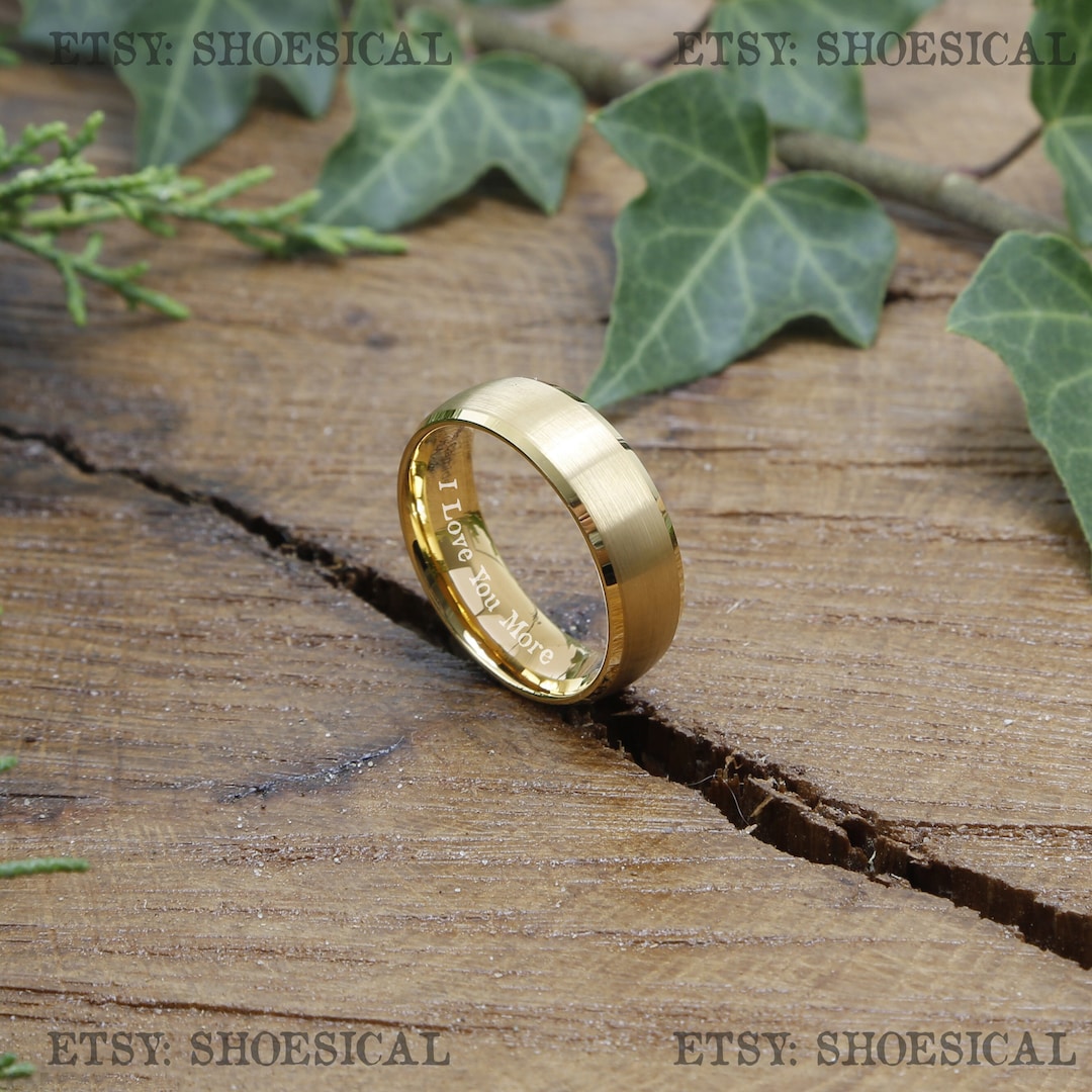 Mens Gold Wedding Band Gold Ring Mens Wedding Band Tungsten - Etsy