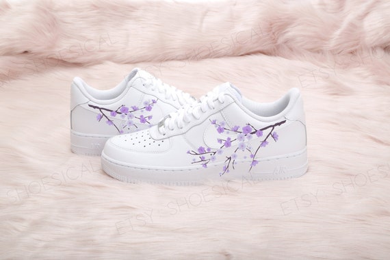 guitarra intimidad Fuera de borda Purple Cherry Blossom Nike Air Force 1 Custom Air Force Ones - Etsy España