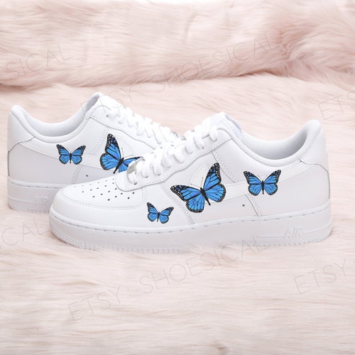 Blue Butterfly Nike Air Force 1 Custom Air Force Ones Custom - Etsy Hong  Kong