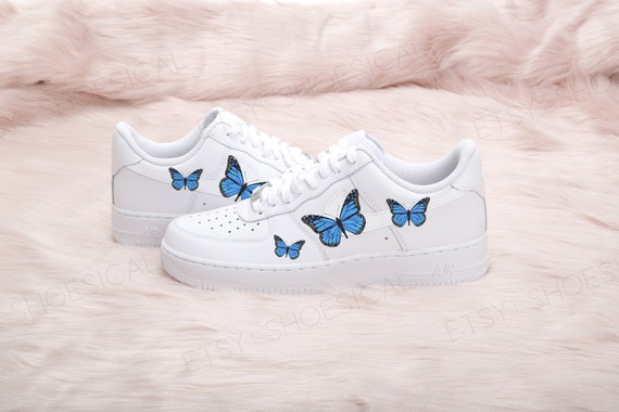 Mariposa azul Nike Air Force Custom Air Force Ones Zapatos -