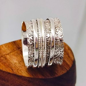 Spinner Ring -Thumb Ring -Anxiety Ring -925 Sterling Silver Ring -Multi Spins Ring -Fidget Ring -Women Ring -Promise Ring -Wedding Ring Gift