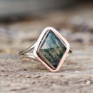 Moss Agate Ring, 925 Sterling Silver Ring, Handmade Silver Ring, Silver Gemstone Ring, Boho Designer Ring, Women Anniversary Gift For Her
