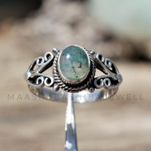 Natural Moss Agate Ring, 925 Sterling Silver Ring, Handmade Designer Ring, Silver Gemstone Ring, Everyday Rings, Wedding Ring, Gift For Her