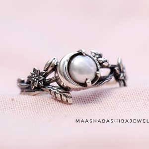 Silver Branch Ring, Fresh Water Pearl Ring, Flower Ring, 925 Sterling Silver Ring, Handmade Ring, Pearl Jewelry, Gift For Her, Wedding Ring