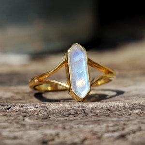 Natural Moonstone Ring, 8k Gold Plated 925 Sterling Silver Ring, Handmade Ring, Stackable Ring, Engagement Promise Ring, Anniversary Gifts