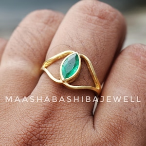 Green Jade Ring, 18k Gold Plated, 925 Sterling Silver Ring, Designer Ring, Silver Gemstone Ring, Anniversary Ring, Birthday Gift For Her