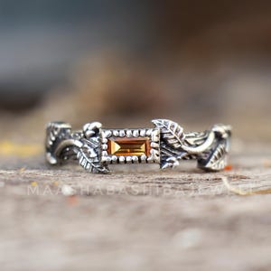 Natural Citrine Branches Ring, 925 Sterling Silver Ring, Unique Designer Ring, Nature Silver Ring, Dainty Ring, Everyday Rings, Gift For Her