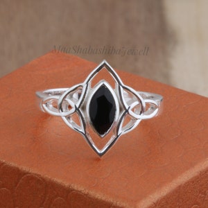 Marquise Cut Black Onyx Ring, Wedding Ring, 925 Sterling Silver, Rings For Women, Dainty Ring, Wedding Ring, Black Onyx Ring, Gift For Her
