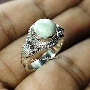 925 Sterling Silver Howlite Ring, Women Ring, White Howlite Ring, Promise Ring, Boho Ring, Wedding Ring, Handmade Ring, Wanderlust Jewelry
