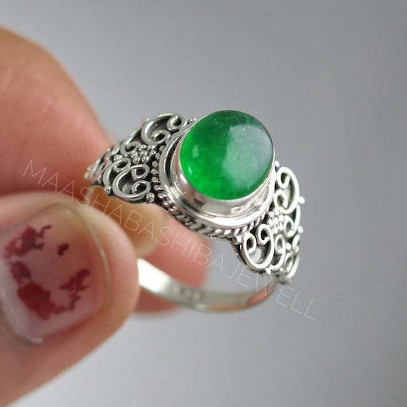 Argent 925 Bague En Jade Pour Femme Bague En Jade Vert Naturel