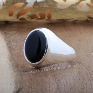 Genuine Black Onyx Men&#39;s Ring, Signet Ring, Handmade Silver Ring, 925 Sterling Silver Ring, Statement Ring, Bohemian Jewelry, Gift For Him