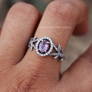 Amethyst Ring, Designer Unique Ring, 925 Sterling Silver Ring, Handmade Ring, Women Wedding Ring, Branches Ring, Birthday Gift, Ring For Her