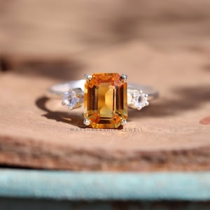 Natural Golden Citrine Ring, Engagement Ring, Solitaire Ring, 925 Sterling Silver Ring, November Birthstone, Dainty Women Ring, Gift For Her