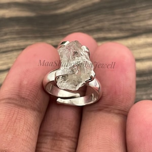 Rough Clear Quartz Ring, Healing Crystal Ring, 925 Sterling Silver Adjustable Ring, Raw Crystal Quartz Ring, Crystal Ring, Ring For Women