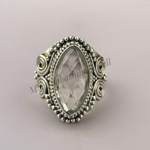 Clear Crystal Quartz Ring, Natural Stone Ring, 925 Silver Ring, Clear Quartz Ring, Boho Ring, Crystal Ring, Ring For Her, Handmade Jewelry
