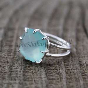 Aqua Chalcedony Ring, Gemstone Ring, 925 Sterling Silver Ring, Blue Chalcedony Ring, Handmade Ring, Gift For Her, Wedding Ring, Gift For Her