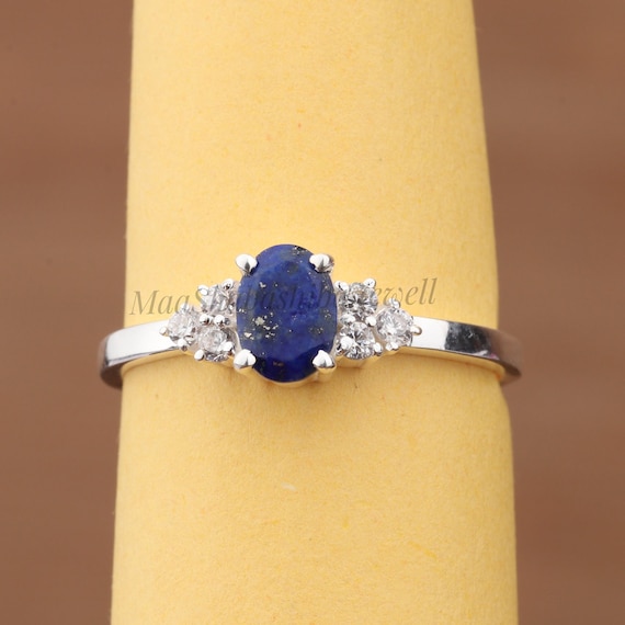 Bague Argent 925 Sertie De Lapis Lazuli - Taille 60 (US 9.5) - Neuf Sans Emballage - Pierre Bleue