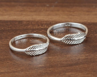 Anello Con Piuma In Argento Sterling: Anello Regolabile Per Il - Foto 6