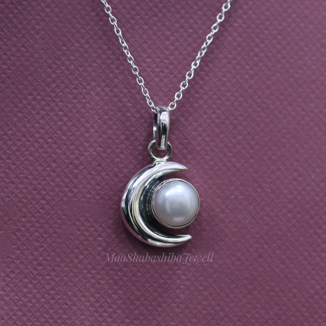 Sterling Silver Moon Pearl Necklace 2022 Fashion 925 Sterling