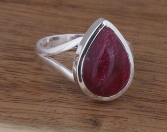 Indian Ruby Ring, 925 Sterling Silver Ring, Handmade Ring, Women Ruby Ring, Statement Ring, Wedding Ring, Dainty Promise Ring, Gift For Her