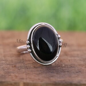 Natural Black Onyx Ring, 925 Sterling Silver Ring, Handmade Ring, Wedding Ring, Anniversary Ring, Onyx Jewelry, Dainty Ring, Gift For Her