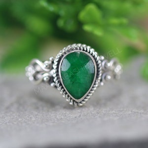 Natural Jade Ring, Green Jade Ring, 925 Sterling Silver Ring, Boho Jewelry, Promise Ring, Silver Handmade Ring, Dainty Ring, Wedding Ring