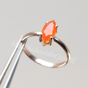 Natural Carnelian Ring, Marquise Cut Gemstone Ring, 925 Sterling Silver, Solitaire Ring, Engagement Ring, Wedding Ring, Dainty Gift For Her