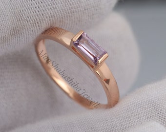 Natural Amethyst Ring, 18k Rose Gold Plated ring, 925 Sterling Silver, Engagement Ring, Minimalist Ring, Amethyst Ring, Birthstone Ring Gift