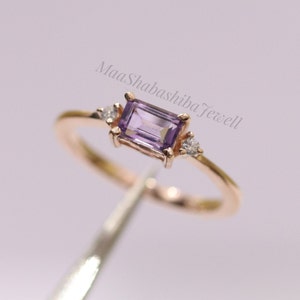 Genuine Amethyst Ring, Minimalist Rose Gold Ring, Engagement Ring, 925 Sterling Silver, Dainty Ring, Birthday Gift for Mom, Sister, Friend!