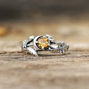 Natural Citrine Ring, Flowers Ring, 925 Sterling Silver Ring, Unique Designer Ring, Branches Ring, Birthstone Ring, Anniversary Gift For Her