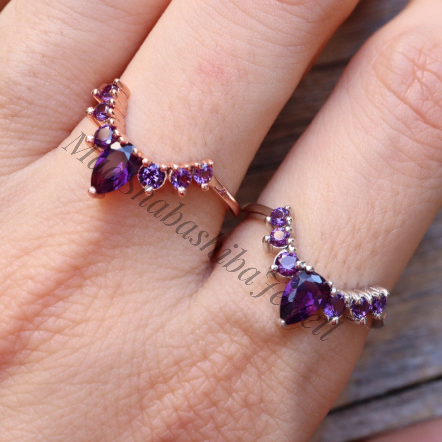 Genuine Amethyst Engagement Ring Amethyst Ring 925 Sterling Etsy