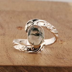 Natural Moss Agate Ring, Handmade Silver Ring, 925 Sterling Silver Ring, Bohemian Jewelry, Statement Ring, Women Ring, Moss Agate Jewelry