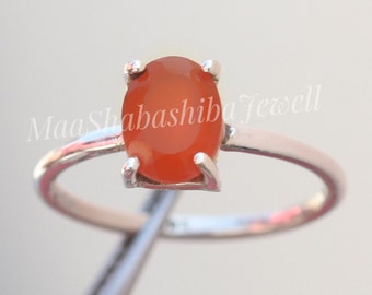 Carnelian Ring, Minimalist Ring, 925 Sterling Silver Ring, Gift For Her, Engagement Ring, Carnelian Jewelry, Gold Carnelian Ring, Birthstone