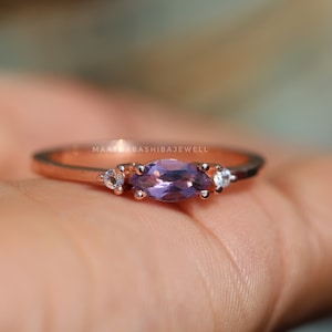 Natural Amethyst Ring, Engagement Ring, 925 Sterling Silver Ring, Minimalist Ring, Delicate Ring, Wedding Ring, Handmade Ring, Gift For Her