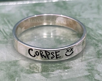 Personalized Sterling Silver Corpse Ring - Engraved Band